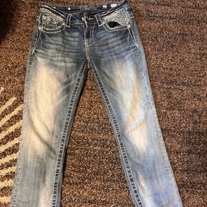 Miss Me Faded Blue Cropped Jeans